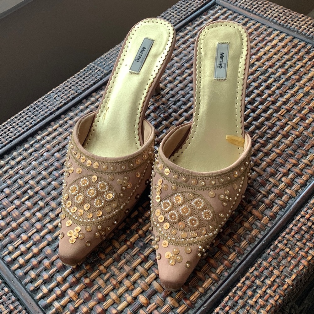 Slip on petite satin heels